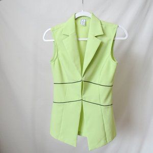 VINTAGE Y2K Corpcore Chic Sleeveless Blazer Suit Top in Lime Green- XS/S
